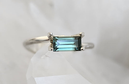 0.74 ct Baguette cut - Mid teal natural Australian sapphire